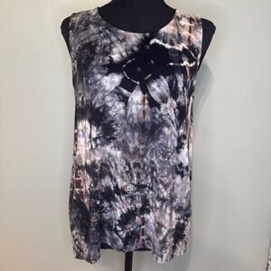 COIN 1804‎ Galaxy Hand Tie Dye Button Back Hi-Lo Tank Top Size Large